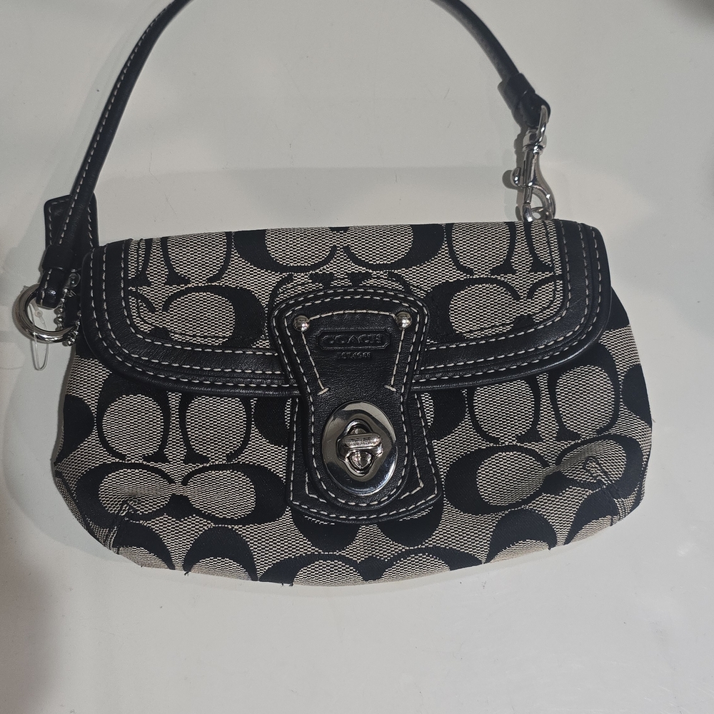 Coach Black and Cream Signature Handbag